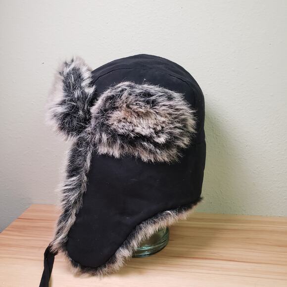 Scala Pronto One Size Faux Fur Trooper Hat Black Outdoors Winter Trapper Aviator - Picture 2 of 9